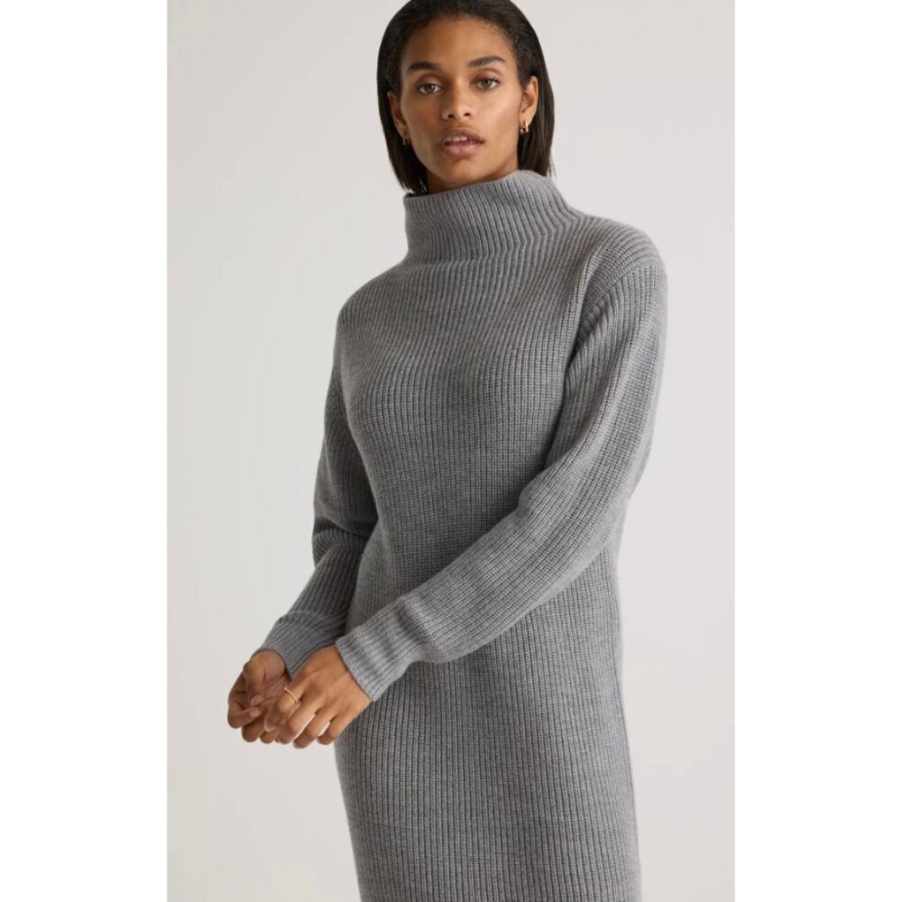 New! Quince Wm’s Merino Wool Turtleneck Sweater Turtleneck Dress Gray Sz M # 110